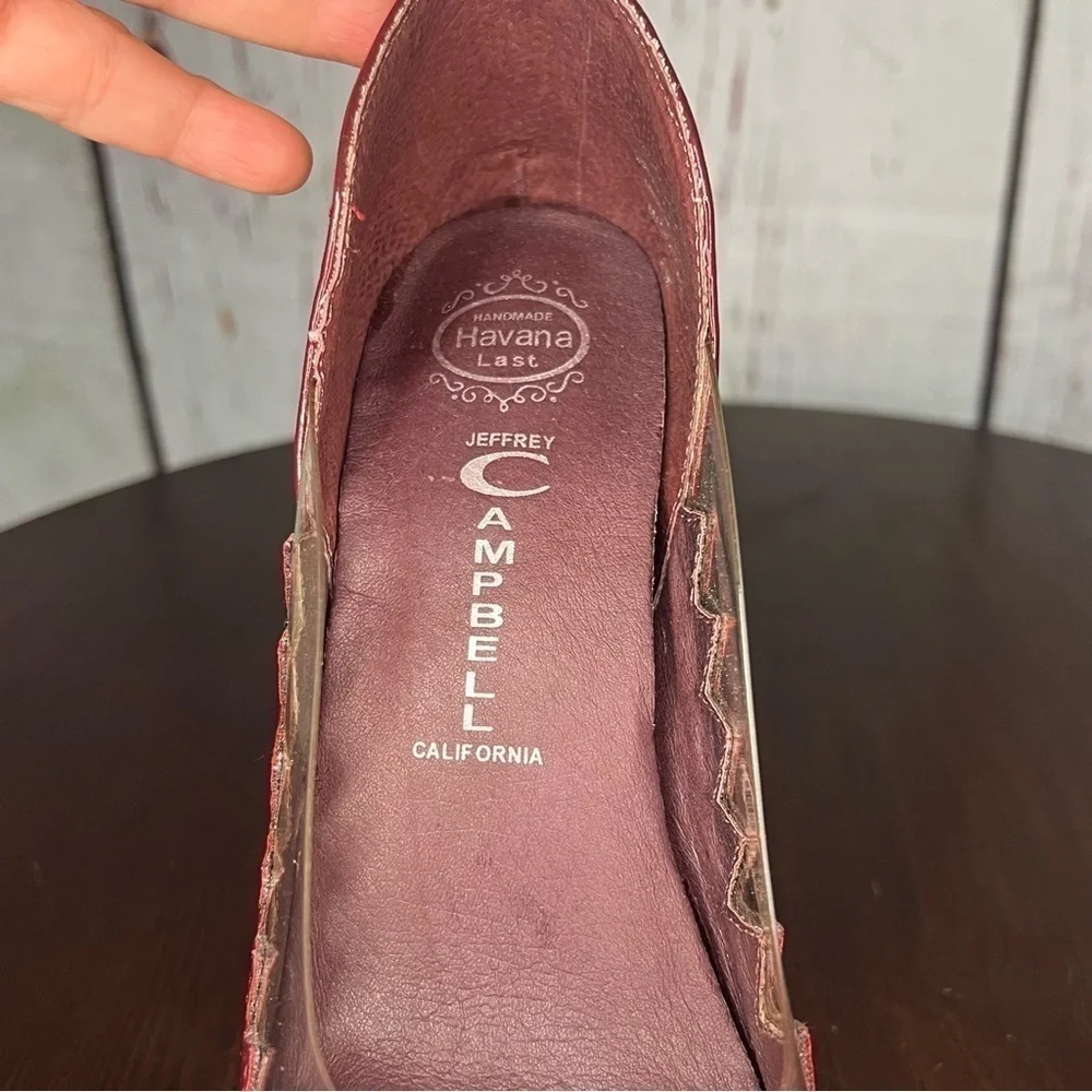 JEFFREY CAMPBELL AUDREY - TWO burgundy 6” wedge patent PU Platforms 6.5 Trending